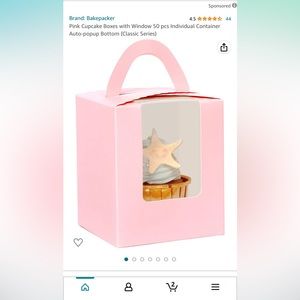 50 Pink Cupcake Boxes NEW with window !